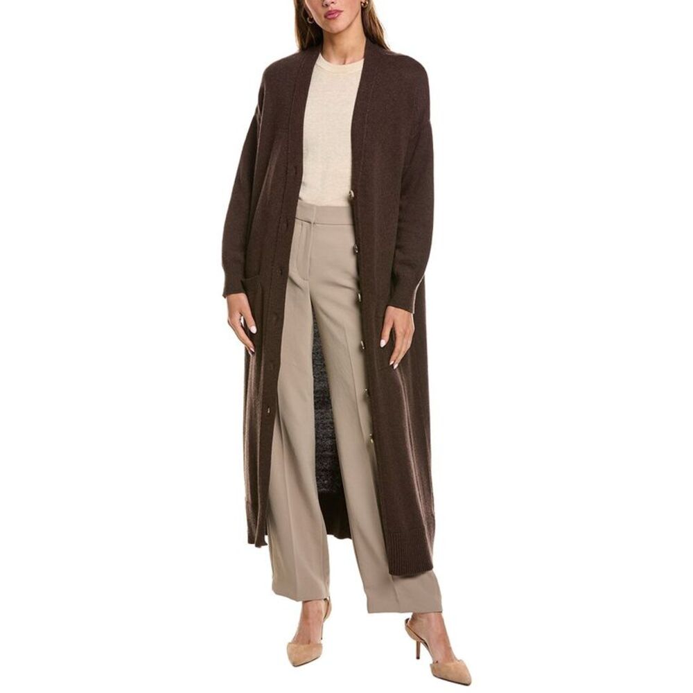 525 America Womens Wool-Blend Duster Cardigan, Brown